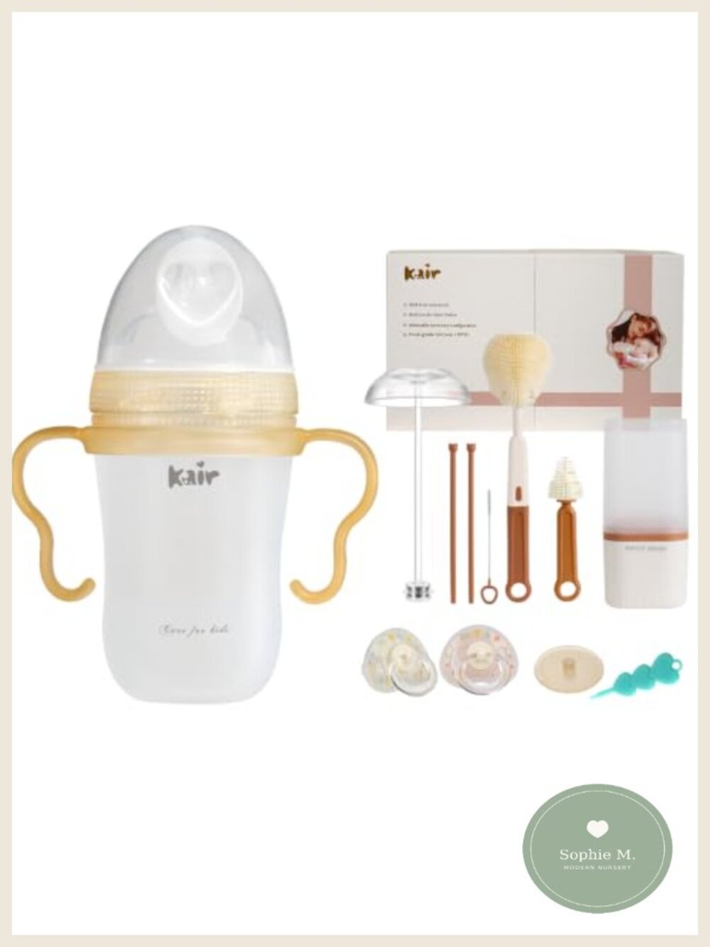 Anti-Colic Baby Bottle Set 8oz Medium Flow L Nipple with Straw Handles